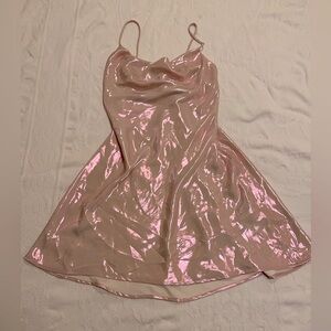 Zara Light Pink Metallic Slip Dress Size M